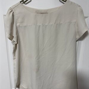 LOFT Cream Short Sleeve Blouse